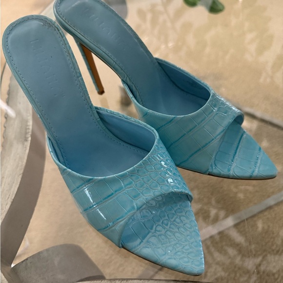 Liliana Blue Heels Pointed Toe Mule - Picture 1 of 6